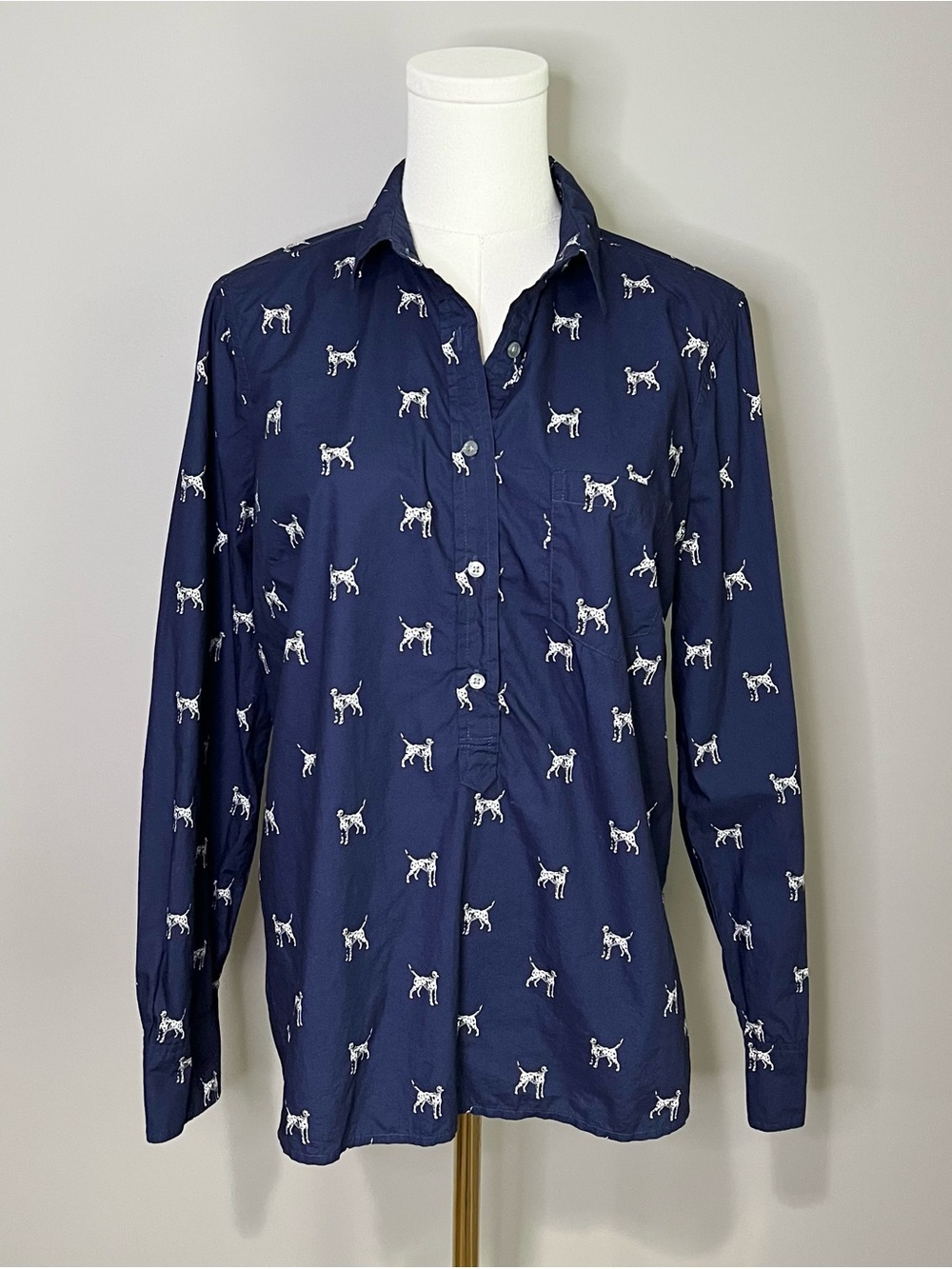 J. Crew 100% Cotton Dalmation Print Poplin Blouse Size 8